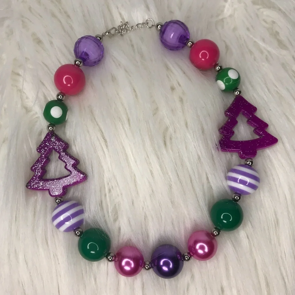 Christmas‎ Tree Chunky Bubblegum Beaded Necklace